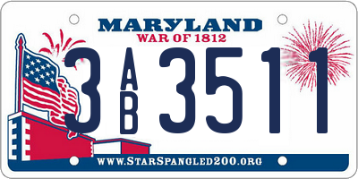 MD license plate 3AB3511