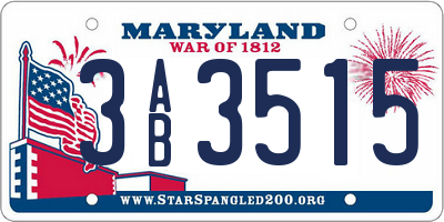 MD license plate 3AB3515