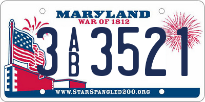 MD license plate 3AB3521