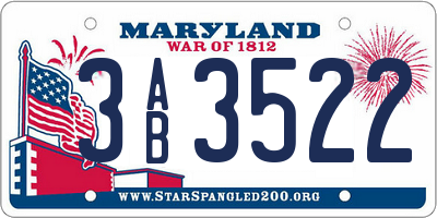 MD license plate 3AB3522