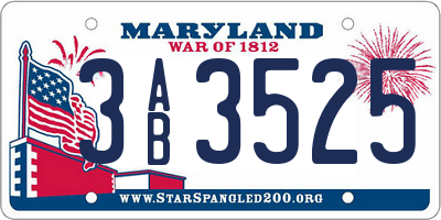 MD license plate 3AB3525
