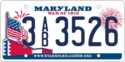 MD license plate 3AB3526