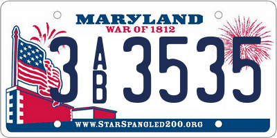 MD license plate 3AB3535