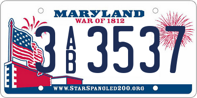 MD license plate 3AB3537