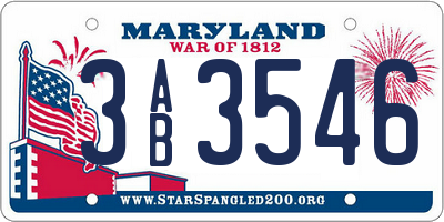 MD license plate 3AB3546