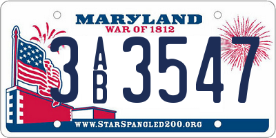 MD license plate 3AB3547