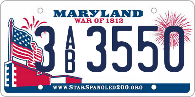 MD license plate 3AB3550