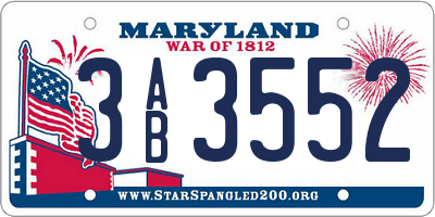 MD license plate 3AB3552