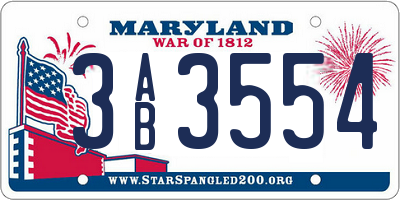MD license plate 3AB3554