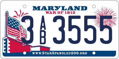 MD license plate 3AB3555