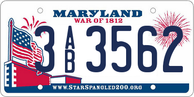 MD license plate 3AB3562