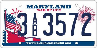 MD license plate 3AB3572