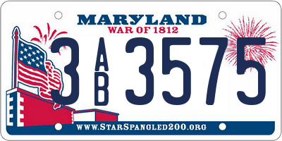 MD license plate 3AB3575