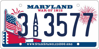MD license plate 3AB3577