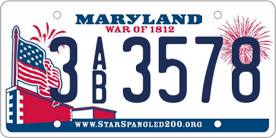 MD license plate 3AB3578