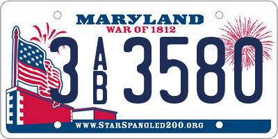 MD license plate 3AB3580