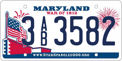 MD license plate 3AB3582