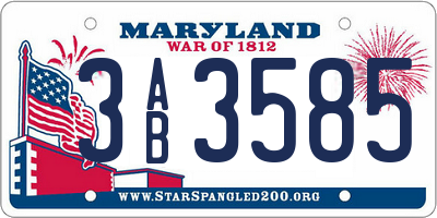 MD license plate 3AB3585