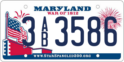 MD license plate 3AB3586