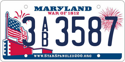 MD license plate 3AB3587