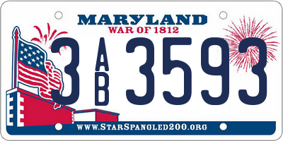 MD license plate 3AB3593