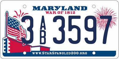 MD license plate 3AB3597