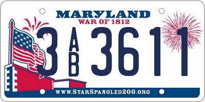 MD license plate 3AB3611
