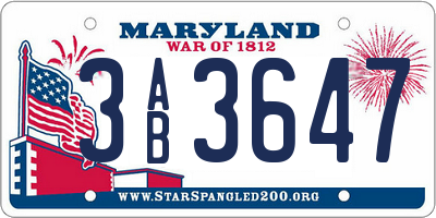 MD license plate 3AB3647