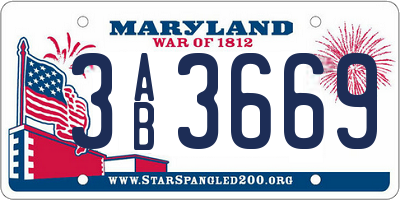 MD license plate 3AB3669