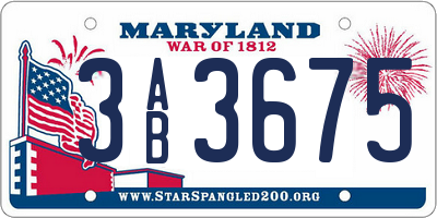 MD license plate 3AB3675