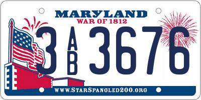 MD license plate 3AB3676