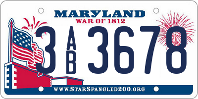 MD license plate 3AB3678