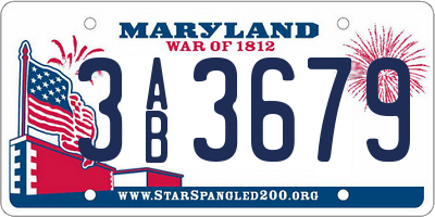 MD license plate 3AB3679