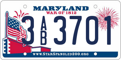 MD license plate 3AB3701