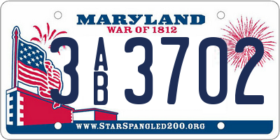 MD license plate 3AB3702