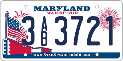 MD license plate 3AB3721