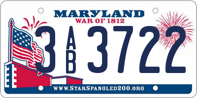 MD license plate 3AB3722