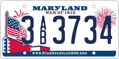 MD license plate 3AB3734