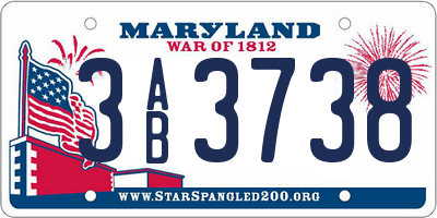 MD license plate 3AB3738