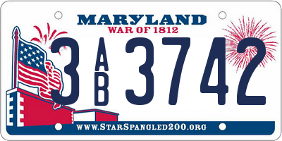 MD license plate 3AB3742