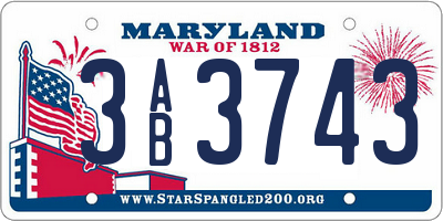 MD license plate 3AB3743