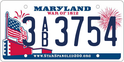 MD license plate 3AB3754