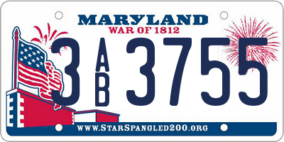 MD license plate 3AB3755