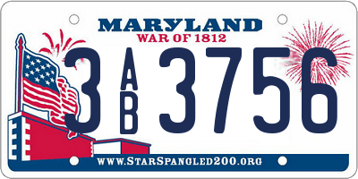 MD license plate 3AB3756