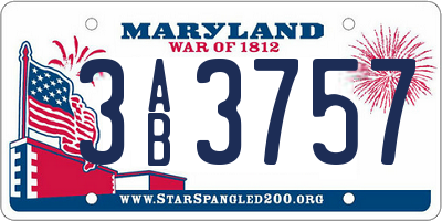 MD license plate 3AB3757