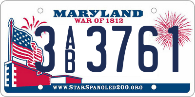 MD license plate 3AB3761