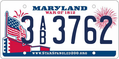 MD license plate 3AB3762