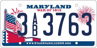 MD license plate 3AB3763