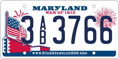 MD license plate 3AB3766