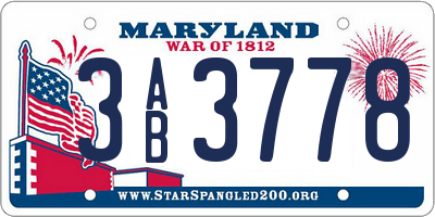 MD license plate 3AB3778